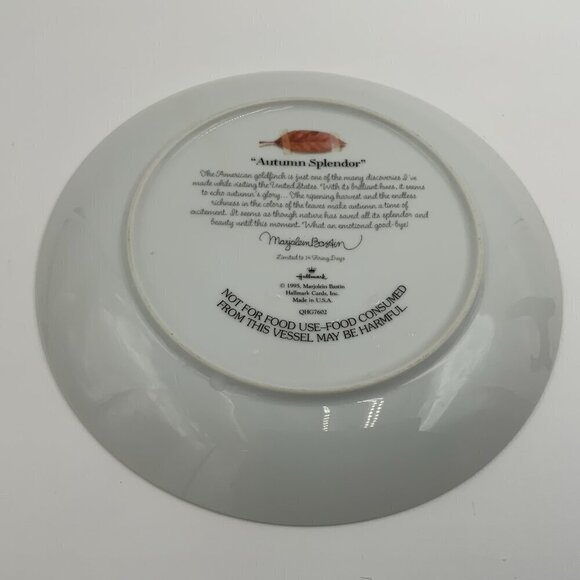 1995 LTD Hallmark Nature’s Sketchbook by Marjolein Bastin Plate, Autumn Splendor - Picture 5 of 5